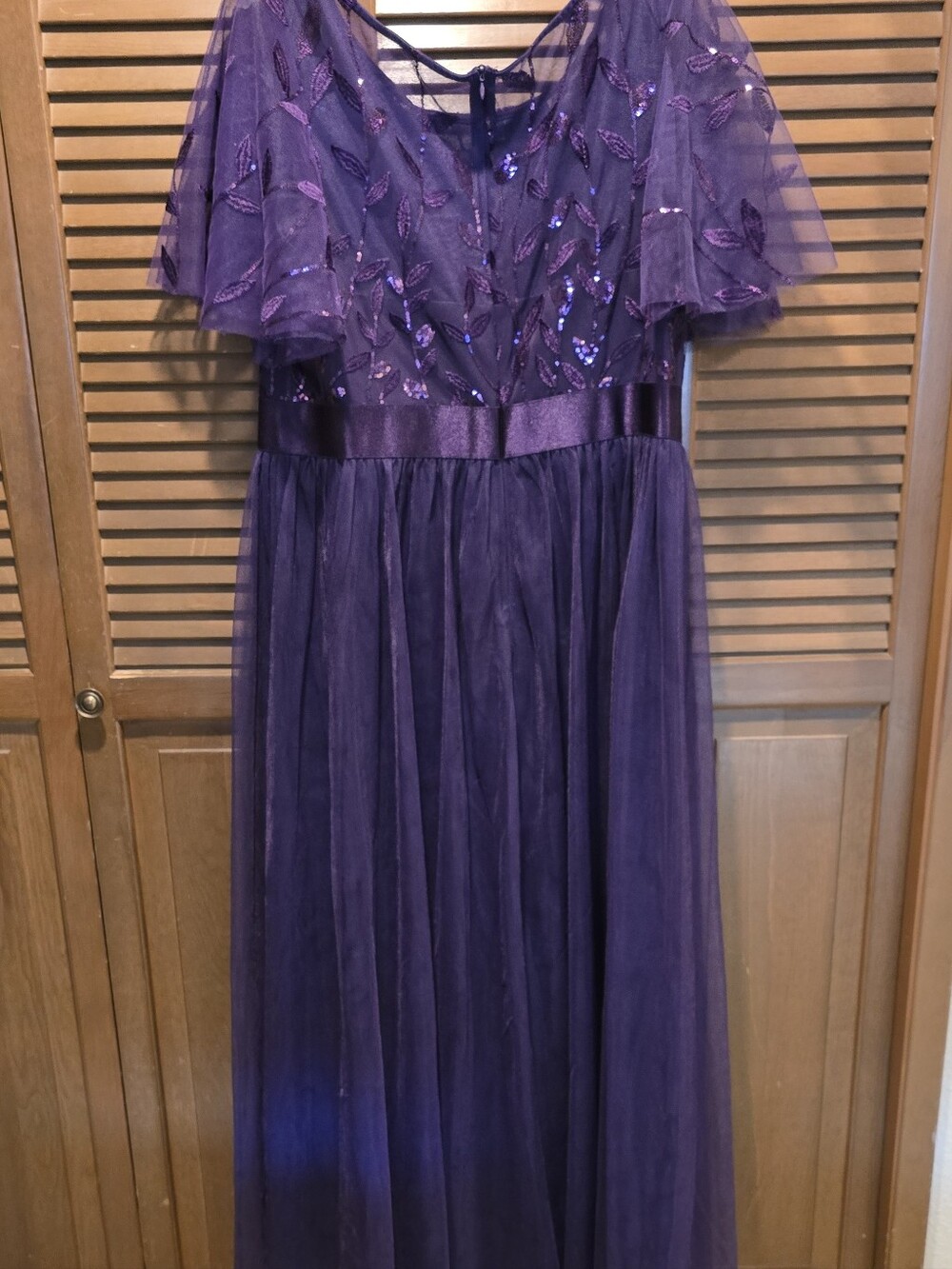 ✨ Ever-Pretty Deep Purple Tulle Formal Maxi Dress - Size 18 ✨ - Picture 8 of 10